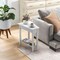 2-tier Wedge Narrow End Table With Storage Shelf And Solid Wood Legs